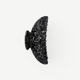 KABE SHOP INC Midi Heirloom hair claw in black and white marbled Italian acetate with a double-walled design.