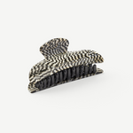 KABE SHOP INC Midi Heirloom hair claw in a black and white checkered Italian acetate pattern with reinforced teeth.