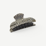 KABE SHOP INC Midi Heirloom hair claw in a black and white checkered Italian acetate pattern with reinforced teeth.