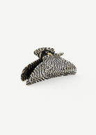 KABE SHOP INC Midi Heirloom hair claw in a black and white checkered Italian acetate pattern with reinforced hardware.