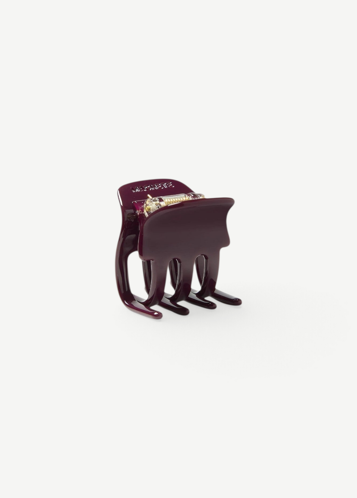 KABE SHOP INC mini claw hair clip in deep burgundy Italian bio-acetate with a secure grip for all hair types.