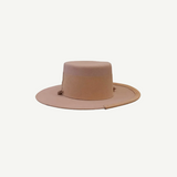 KABE SHOP INC handcrafted beige wool hat with a flat crown and wide brim, featuring a unique textured band detail.
