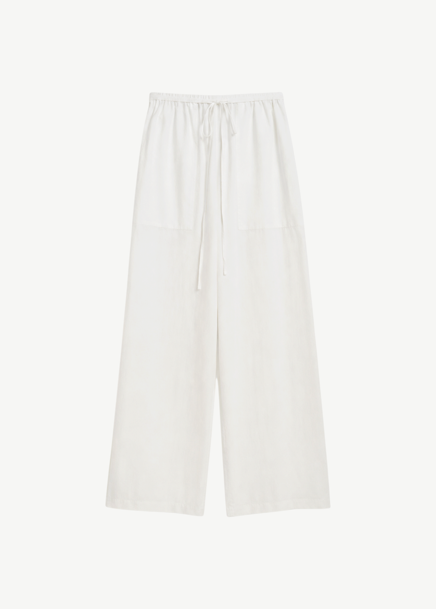 KABE SHOP INC Kyoto white wide leg cotton pants with an elastic drawstring waist and front pockets.