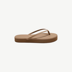 KABE SHOP INC Lily platform flip-flops in beige Brazilian leather with a cushioned insole and rubber outsole.