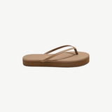 KABE SHOP INC Lily platform flip-flops in beige Brazilian leather with a cushioned insole and rubber outsole.