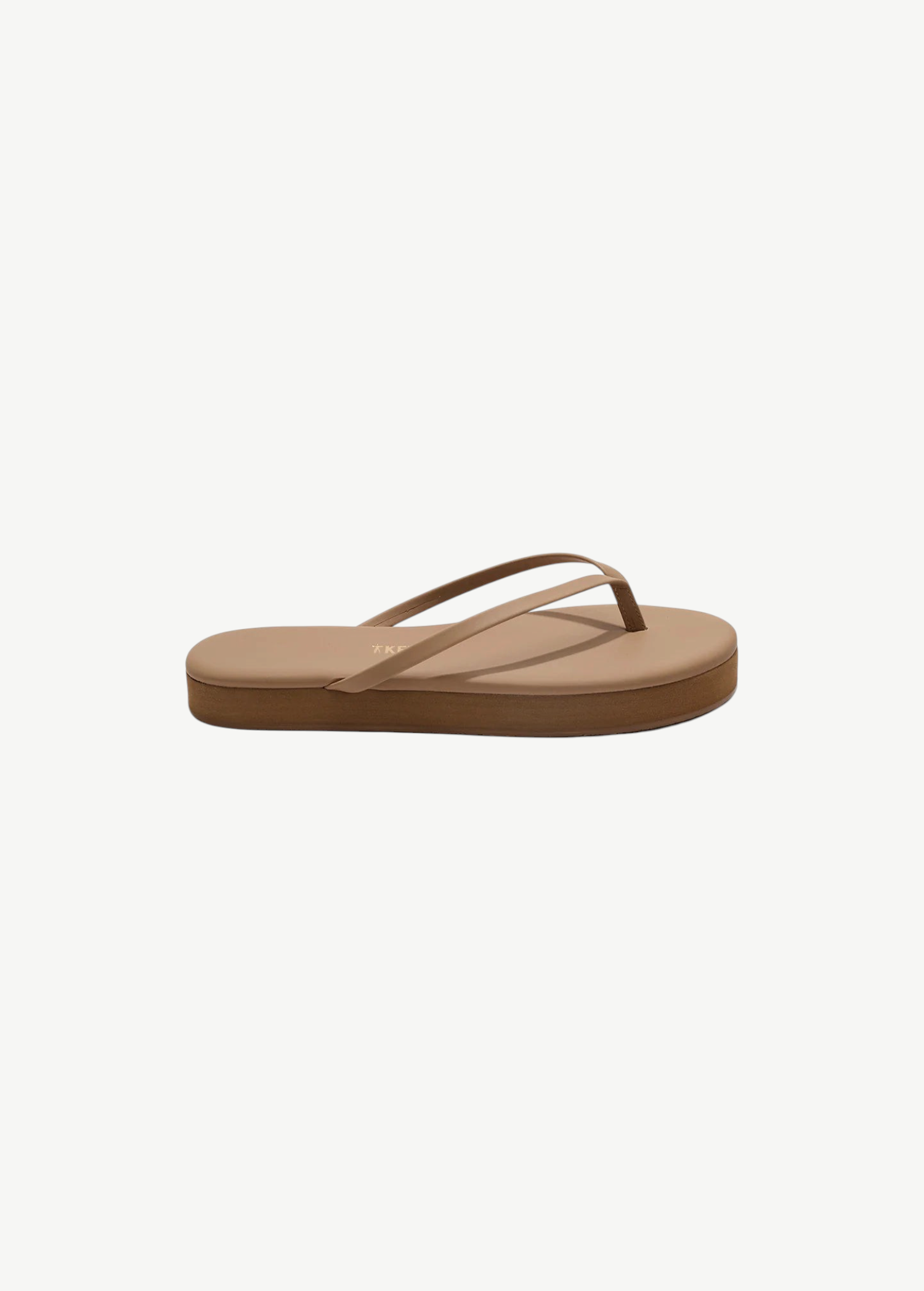 KABE SHOP INC Lily platform flip-flops in beige Brazilian leather with a cushioned insole and rubber outsole.