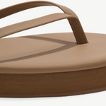 KABE SHOP INC Lily platform flip-flops in tan Brazilian leather with a cushioned insole and thick rubber sole.