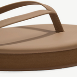 KABE SHOP INC Lily platform flip-flops in tan Brazilian leather with a cushioned insole and thick rubber sole.