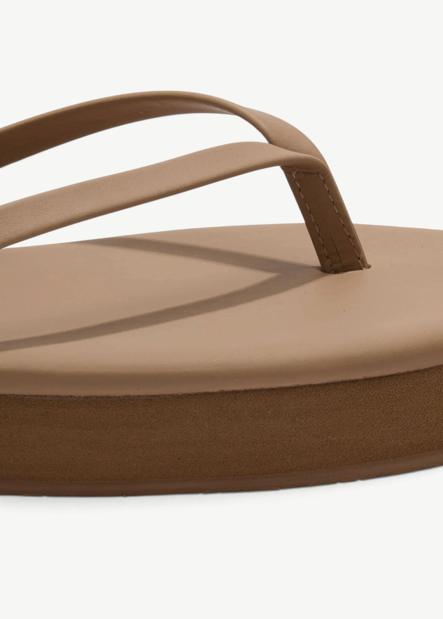 KABE SHOP INC Lily platform flip-flops in tan Brazilian leather with a cushioned insole and thick rubber sole.