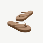 KABE SHOP INC Lily platform flip-flops in tan leather with a cushioned insole and thick rubber outsole.