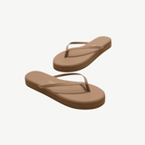 KABE SHOP INC Lily platform flip-flops in tan leather with a cushioned insole and thick rubber outsole.