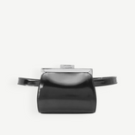 KABE SHOP INC Lennon convertible bag in black patent leather with a sleek silver frame closure