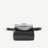 KABE SHOP INC Lennon convertible bag in black patent leather with a sleek silver frame closure