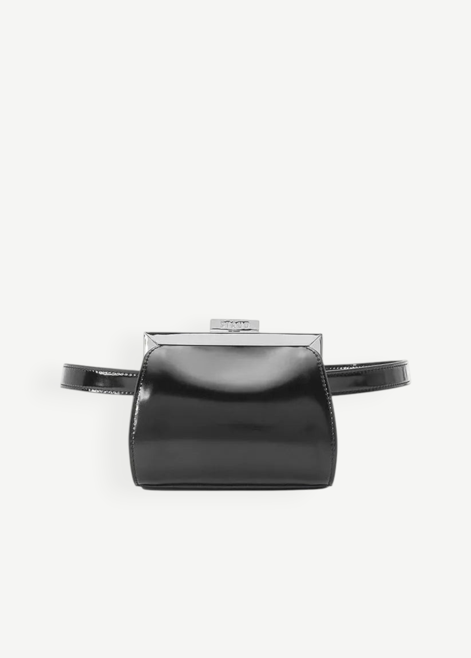 KABE SHOP INC Lennon convertible bag in black patent leather with a sleek silver frame closure