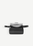 KABE SHOP INC Lennon convertible bag in black patent leather with a sleek silver frame closure
