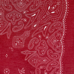 Rosie Top, a cropped shirt in red fabric featuring a white paisley and floral bandana print.