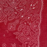 Rosie Top, a cropped shirt in red fabric featuring a white paisley and floral bandana print.