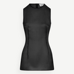 KABE SHOP INC Nori mini dress in black 100% silk with a sleeveless crew neckline and refined fit