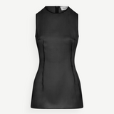 KABE SHOP INC Nori mini dress in black 100% silk with a sleeveless crew neckline and refined fit