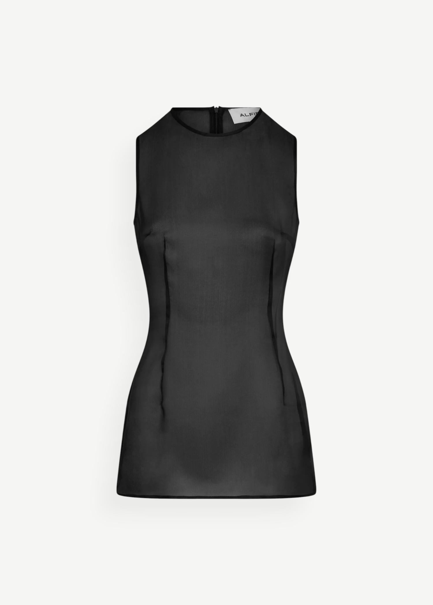 KABE SHOP INC Nori mini dress in black 100% silk with a sleeveless crew neckline and refined fit