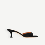 KABE SHOP INC Brigitte black suede mule with a refined kitten heel and open toe design