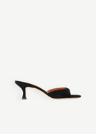 KABE SHOP INC Brigitte black suede mule with a refined kitten heel and open toe design