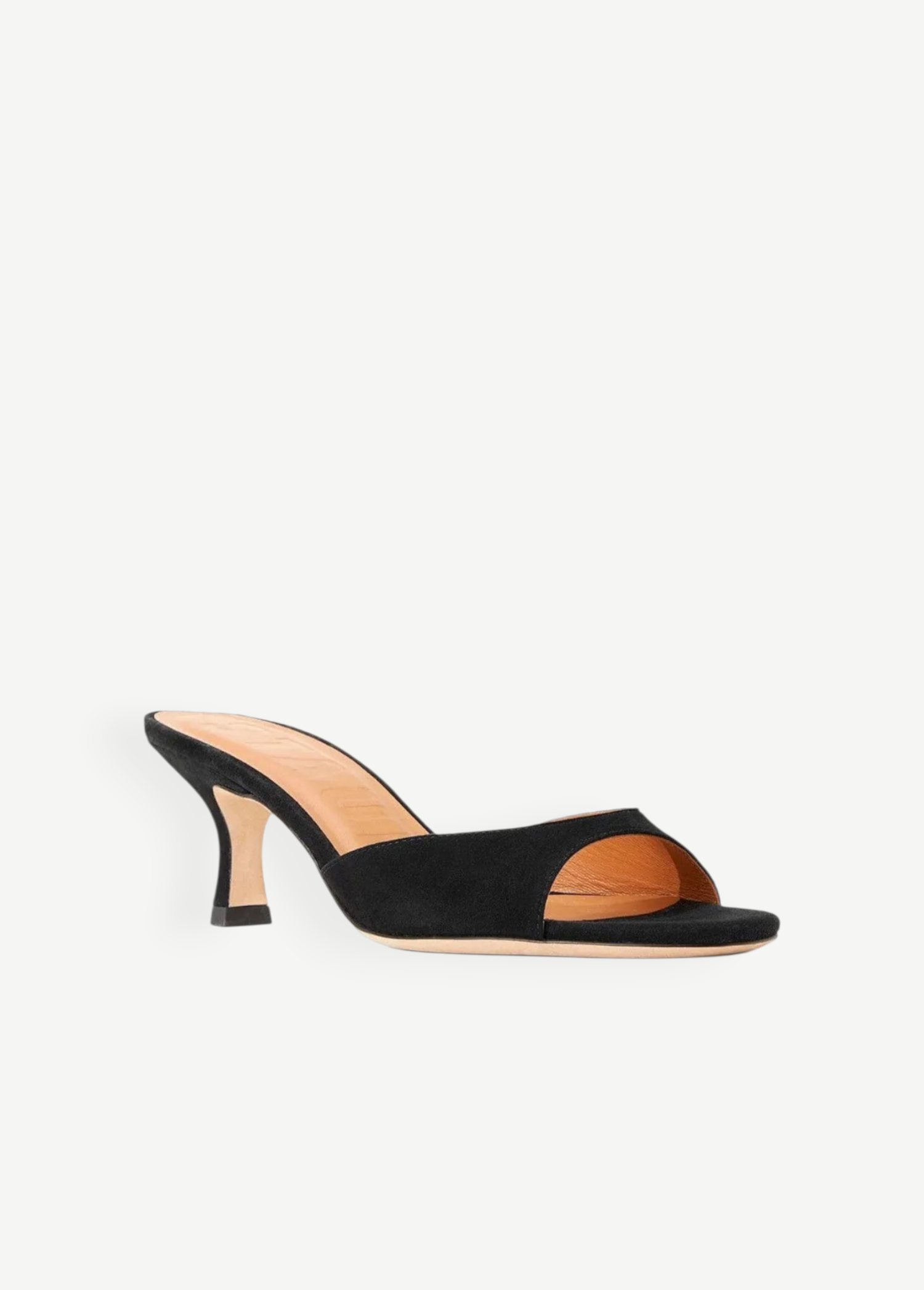 KABE SHOP INC Brigitte black suede mule heel with a refined silhouette and open toe design