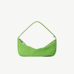 KABE SHOP INC Demy shoulder bag in bright lime green with a textured beaded finish and a sleek crescent silhouette.