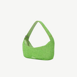 KABE SHOP INC Demy shoulder bag in vibrant lime green with a textured beaded finish and a sleek minimalist strap.