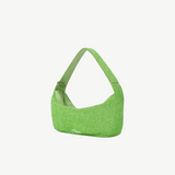KABE SHOP INC Demy shoulder bag in vibrant lime green with a textured beaded finish and a sleek minimalist strap.