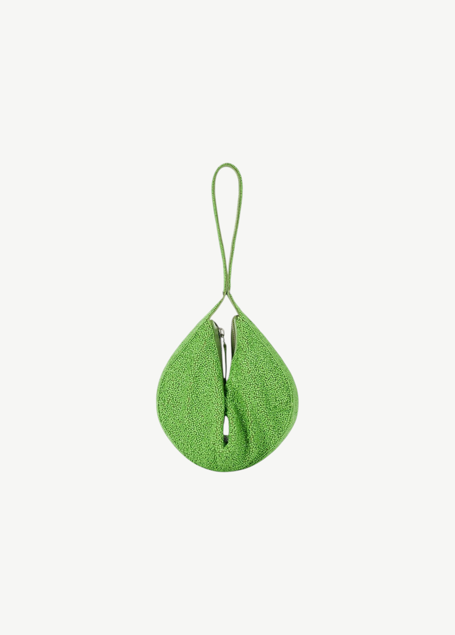 KABE SHOP INC Demy shoulder bag in a vibrant lime green textured finish with a unique teardrop silhouette