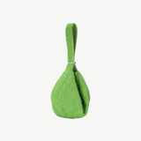 KABE SHOP INC Demy shoulder bag in bright green beaded texture with a unique sculptural silhouette