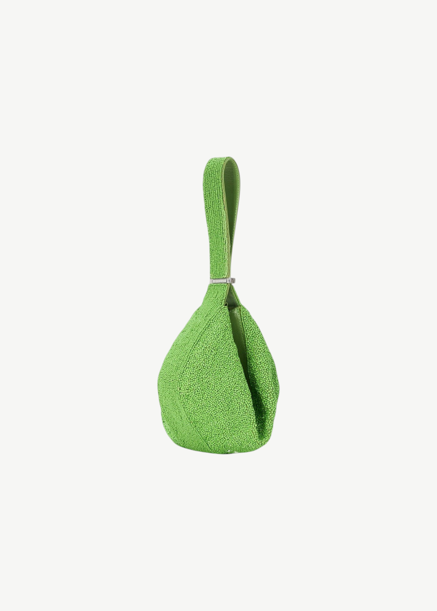 KABE SHOP INC Demy shoulder bag in bright green beaded texture with a unique sculptural silhouette