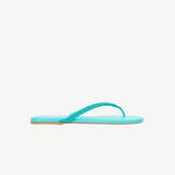 KABE SHOP INC Freja thong sandal in bright turquoise leather with a delicate beaded strap detail