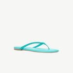 KABE SHOP INC Freja thong sandal in bright turquoise leather with a textured strap detail on a flat sole.