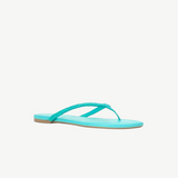 KABE SHOP INC Freja thong sandal in bright turquoise leather with a textured strap detail on a flat sole.