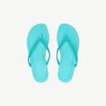 KABE SHOP INC Staud Freja turquoise leather thong sandals with beaded straps and embossed logo on footbed