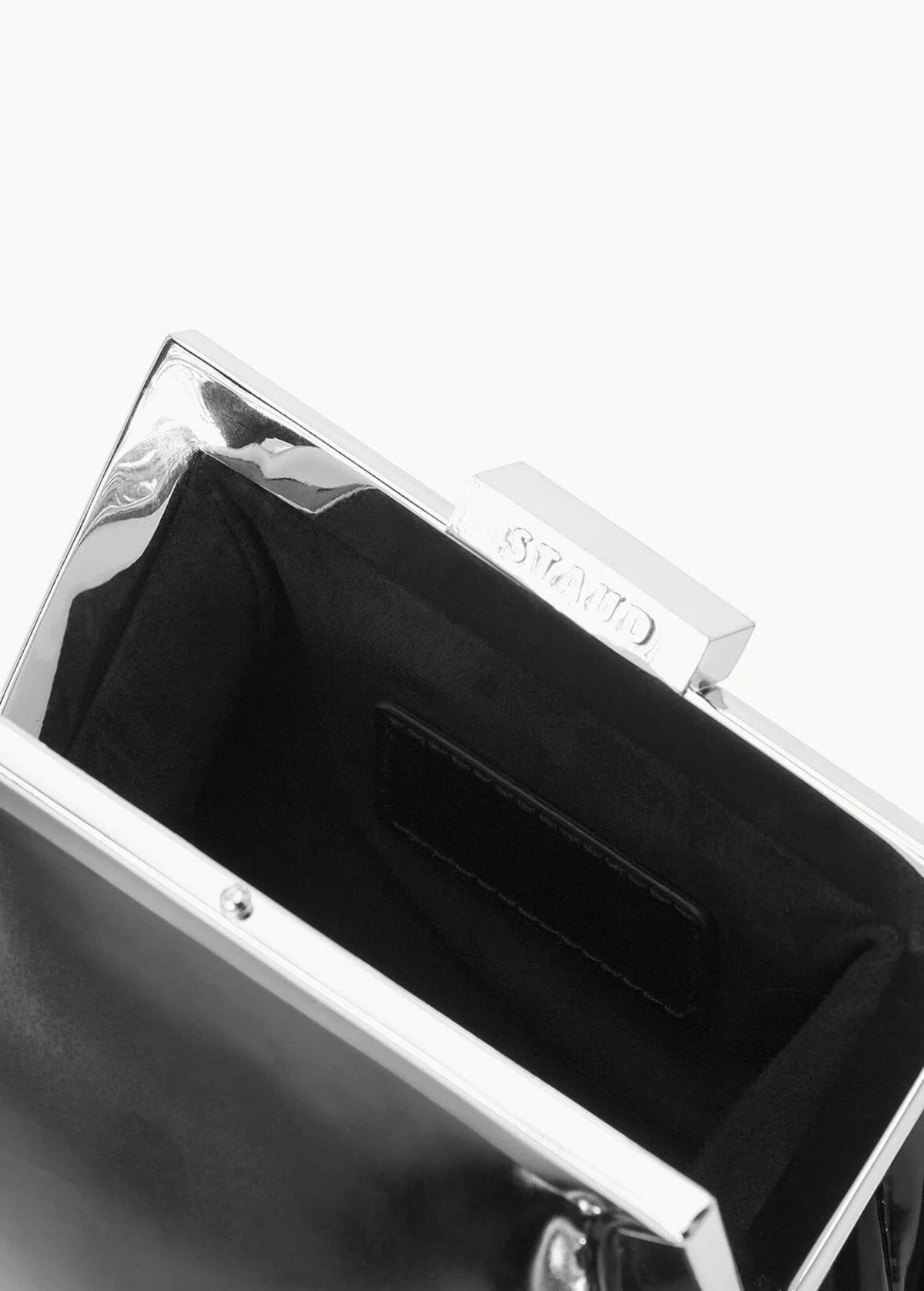 KABE SHOP INC Lennon convertible bag featuring a sleek black finish and polished silver metal frame detail