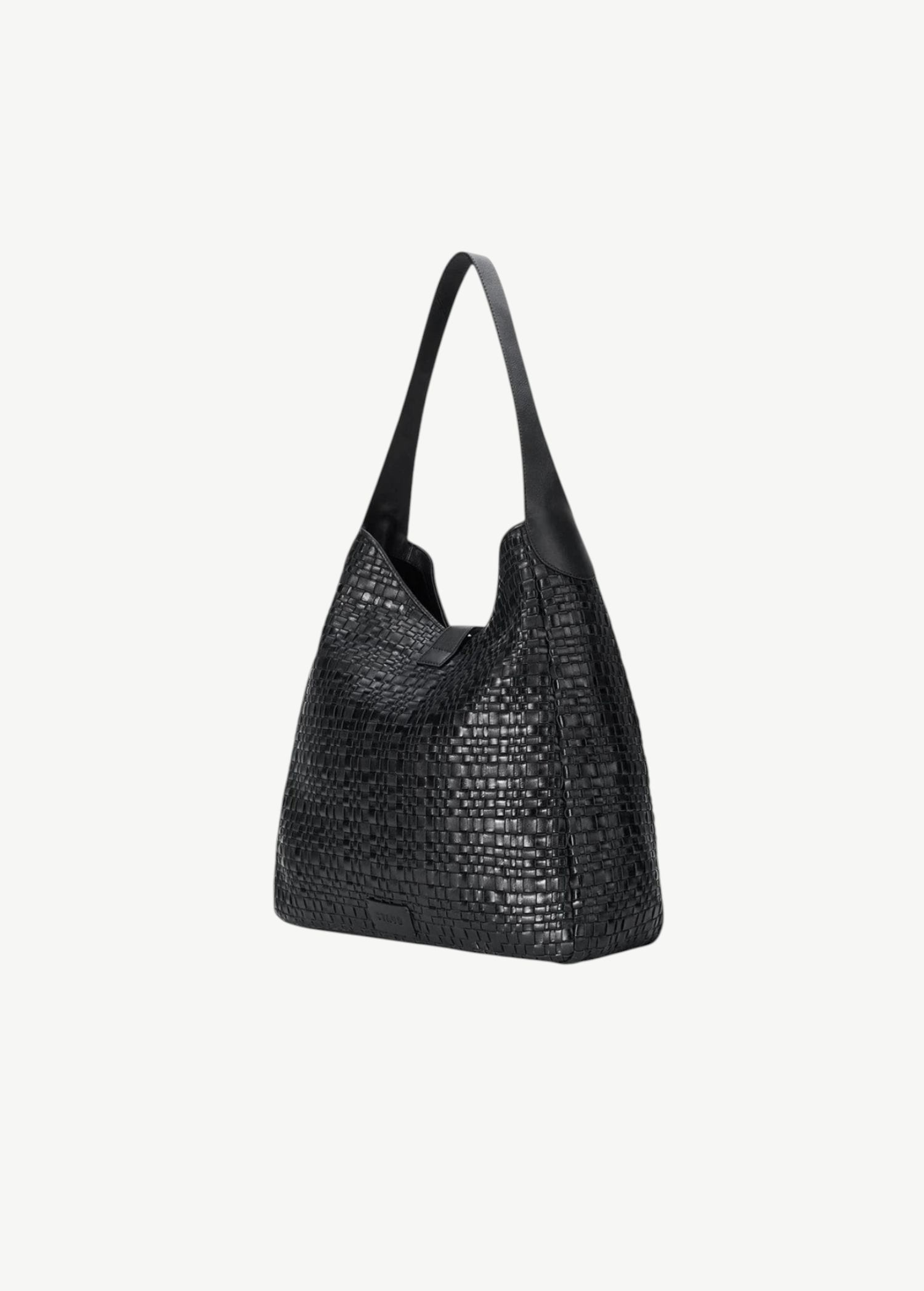 KABE SHOP INC Maya hobo bag in black woven leather with a relaxed silhouette and shoulder strap