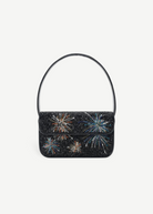 KABE SHOP INC Tommy shoulder bag in black featuring a vibrant firework-inspired beaded pattern.