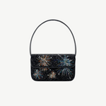 KABE SHOP INC Tommy shoulder bag in black featuring a vibrant firework-inspired beaded pattern.