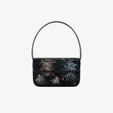 KABE SHOP INC Tommy shoulder bag in black featuring a vibrant firework-inspired beaded pattern.
