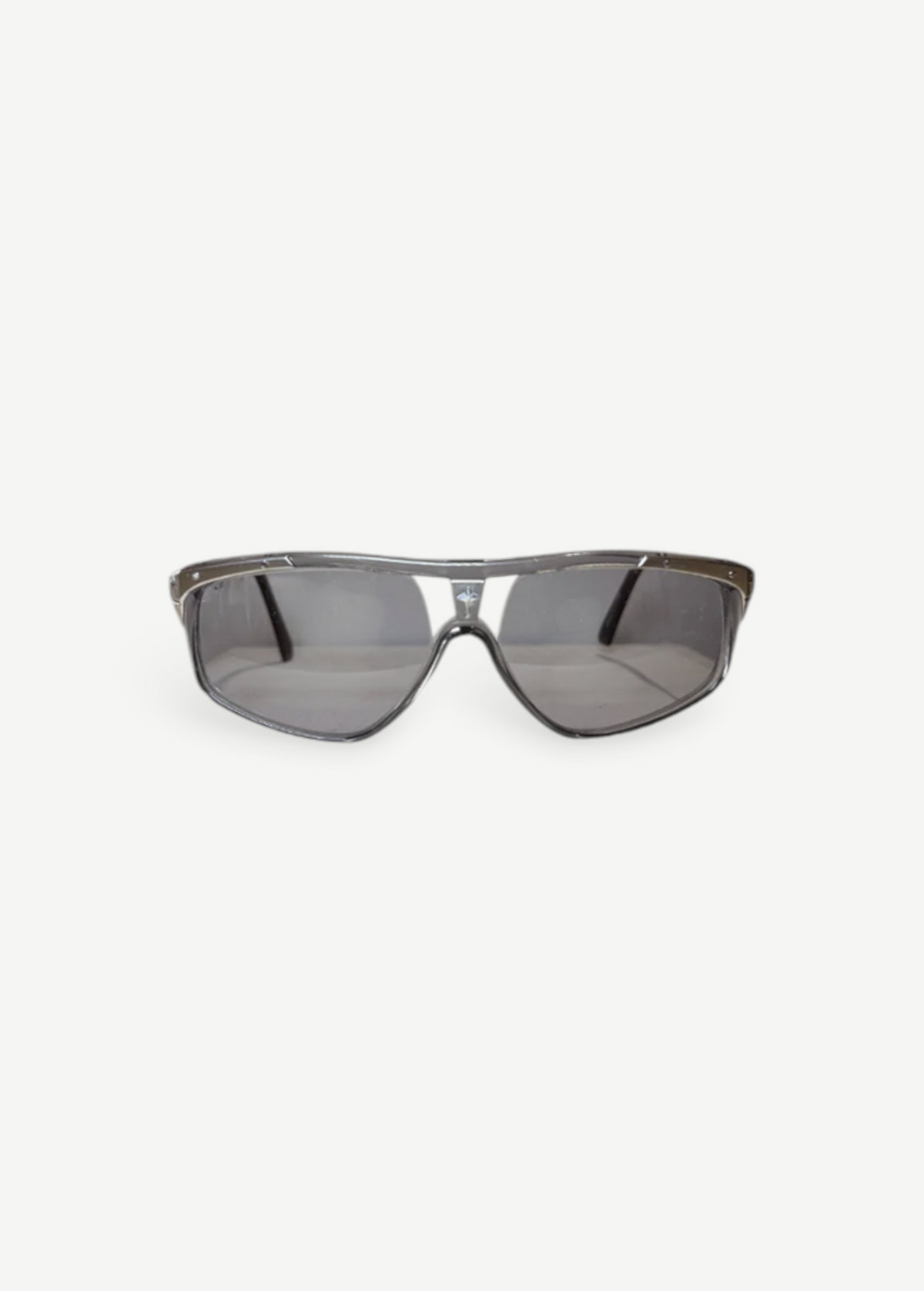 KABE SHOP INC vintage Thierry Mugler shield sunglasses with grey tinted lenses and a sleek wrap-around frame