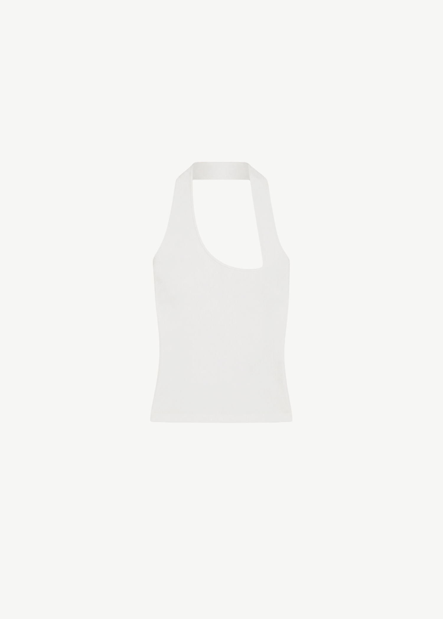 KABE SHOP INC white asymmetric racer slip top with a modern cut-out neckline and body-hugging fit.