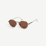 KABE SHOP INC Annie-O round sunglasses in rose gold with Art Deco detailing and sleek step-cut titanium temples.