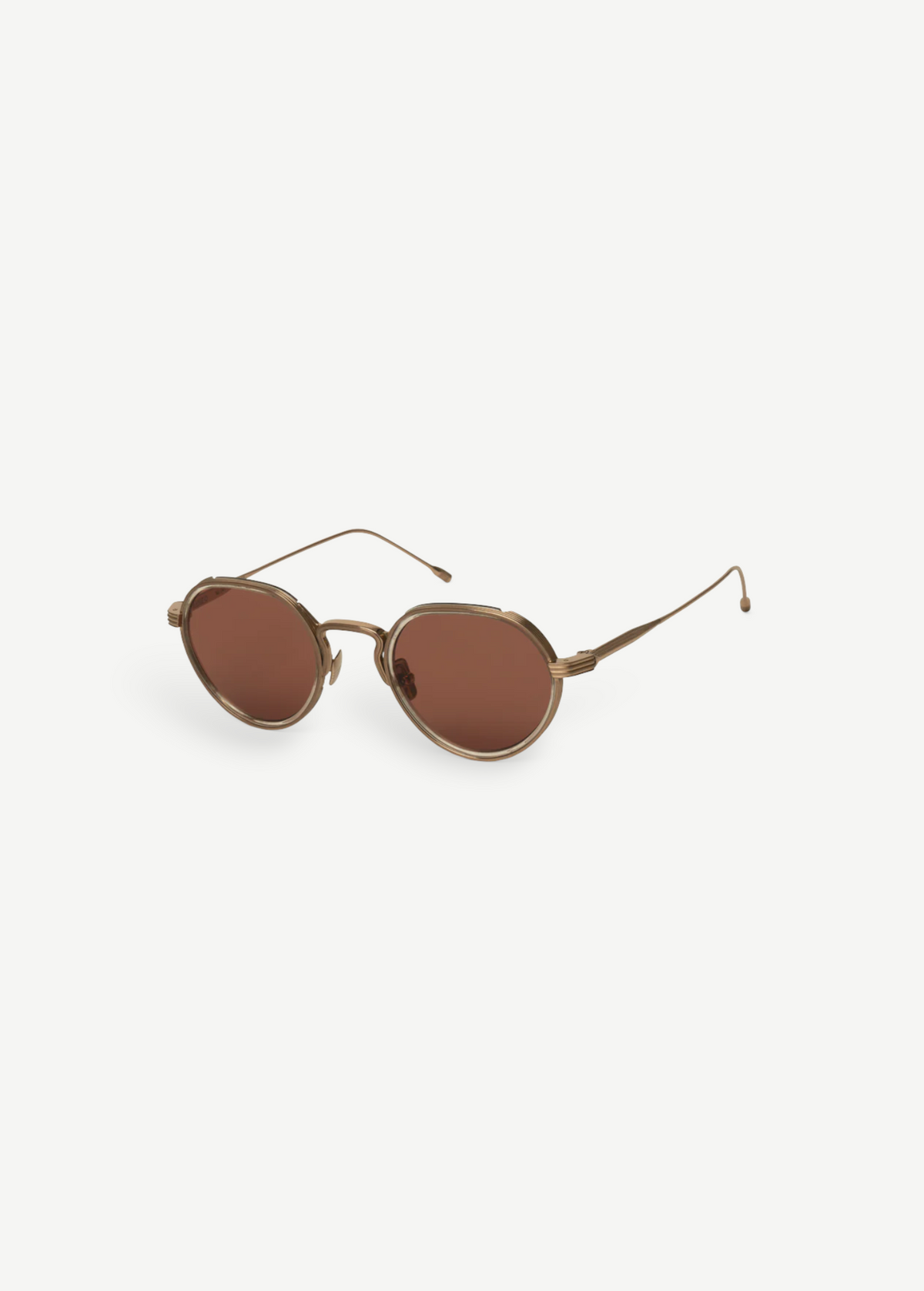 KABE SHOP INC Annie-O round sunglasses in rose gold with Art Deco detailing and sleek step-cut titanium temples.