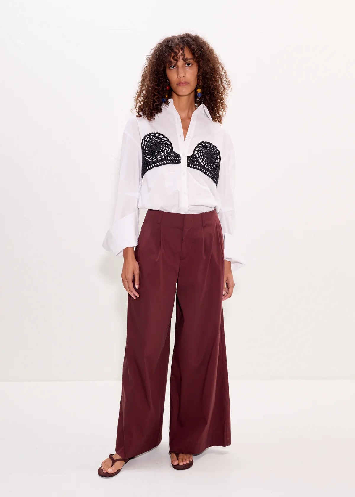 Maren Poplin Crochet Button Up
