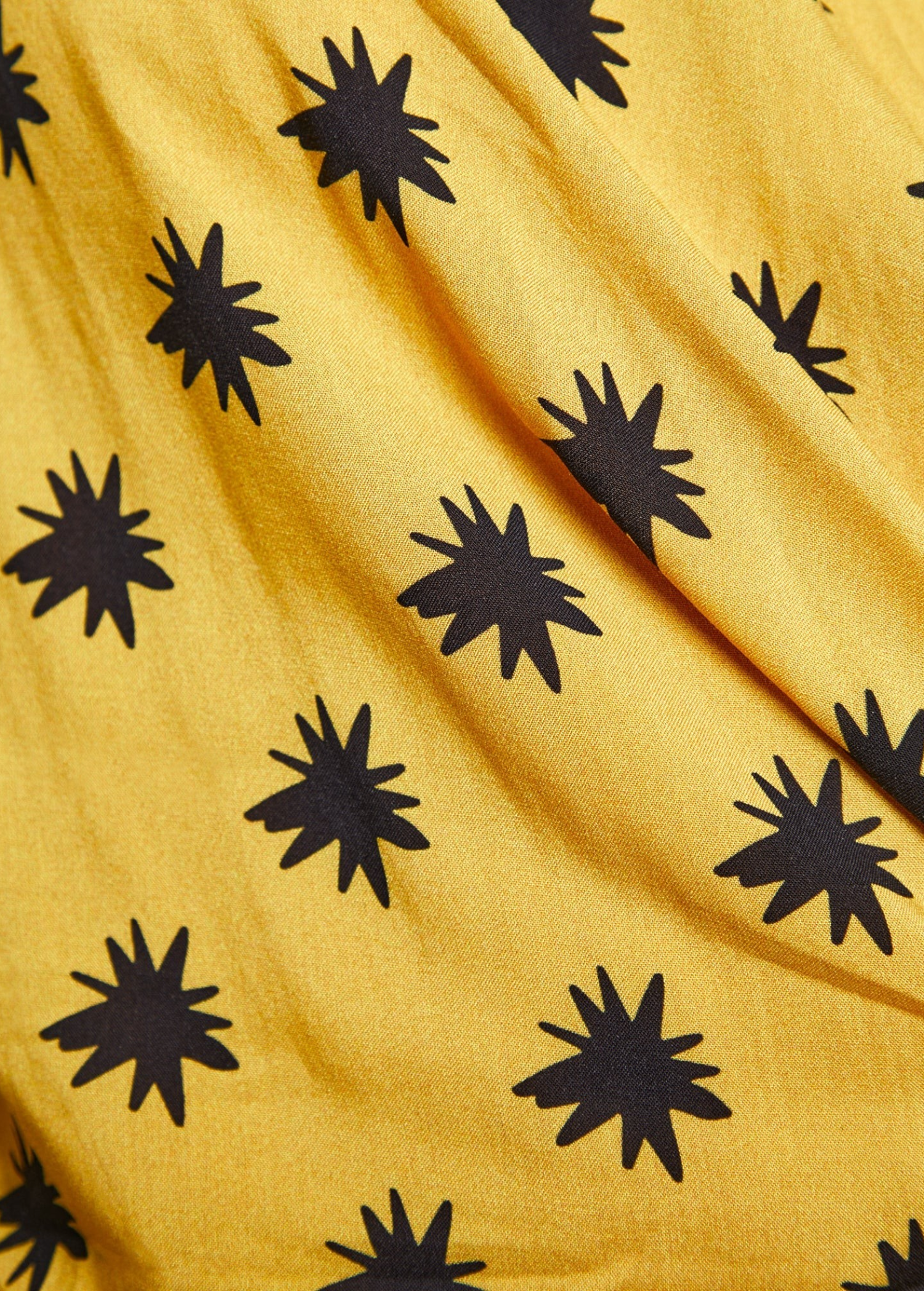 KABE SHOP INC Estrellitas shirt dress in yellow viscose fabric with a black star print pattern