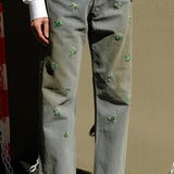Jeans With Flower Embroidery