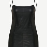 Black Xena Top bustier camisole featuring a body-hugging silhouette, thin shoulder straps, and a vertical center seam.